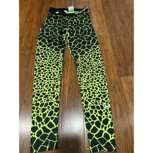 NIKE PRO Dri-Fit Tortoise Print Leggings - Black and Yellow Size Medium